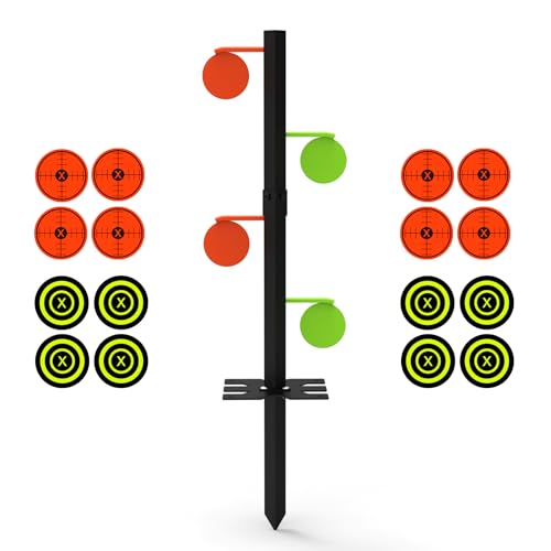 KNINE OUTDOORS Dueling Tree Target Kit, 4-Piece 1/4" Thickness Steel Paddles in 3.5" Diameter, Steel Target for Shooting