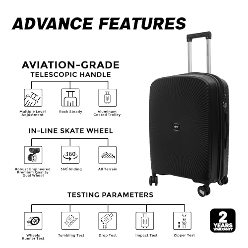 Image of AMERICAN TRAVELLER Smart Trolley Bags | Luggage Suitcase Polypropylene | Durable Hard Shell , TSA Type Lock , Spinner Trolley Luggage, 360 Disc Spinner Wheels