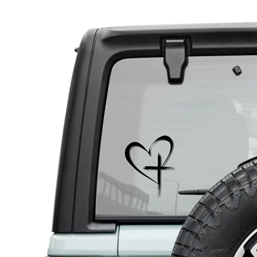 Image of Love Cross Sticker Decal, Car Stickers and Decals, Decal Vinyl Sticker, Universal Car Accessories Exterior Decoration Cross Stickers Christian Compatible with Notebook, Car, Window (Black)