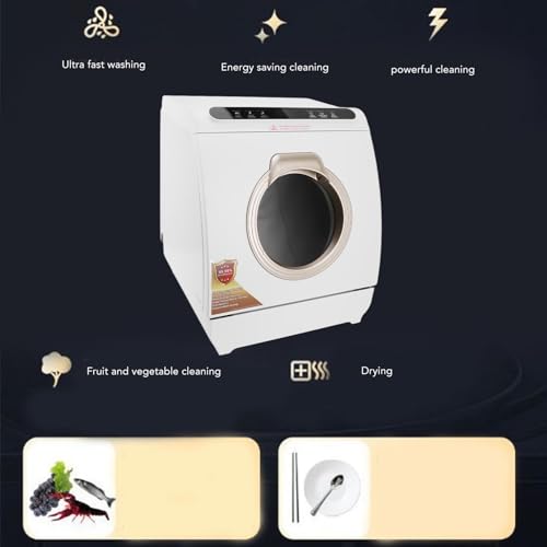 كريفوكت غسالة صحون صغيرة محمولة، نافذة بانورامية كبيرة مرئية سعة 8 اشخاص، QLK T03 صغيرة الحجم توضع على سطح الطاولة لوضع اختيار غسالة الصحون للسكن الجامعي للقوارب (قابس بريطاني 220 فولت)