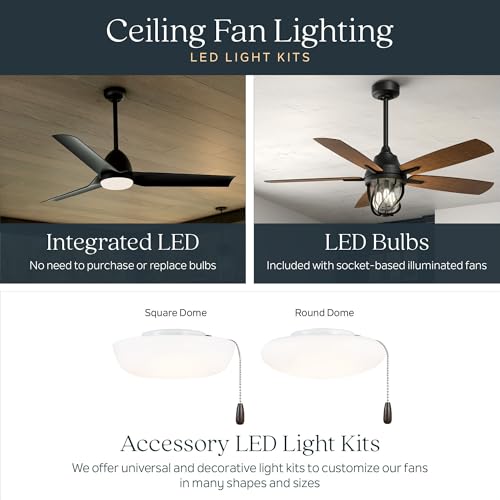 Image of Kichler Volos 48 inch Ceiling Fan With LED Light, Champagne Bronze, 300032CPZ | Wall Control, Contemporary Indoor Fan, Low Profile Ceiling Fan with Light