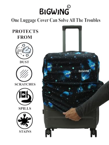 Image of BIGWING Protective Luggage Cover in Polyester Fabric with Galaxy Print for | Large Size 28' inch 75 cm | Hard Luggage (Fiber) Trolley Bag Cover