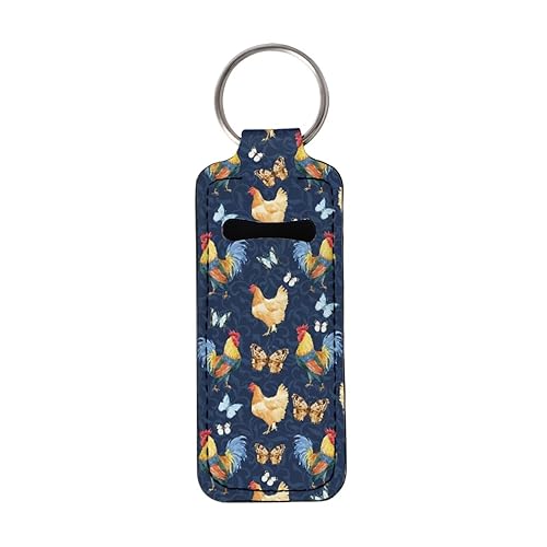 doginthehole Chicken Lipstick Holder Keychain Neoprene Lip Balm Holder Clip-On