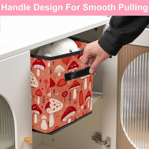 Grand bac de rangement cube boîte pliable et durable motif champignon - 6