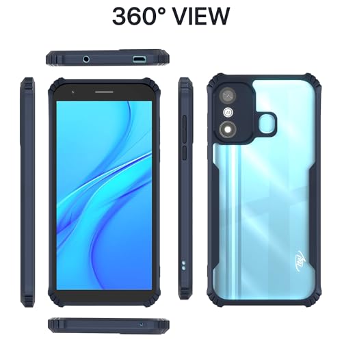 Image of Pikkme itel A27 Back Cover | Crystal Clear Transparent Back | Ultra Hyrbid | Full Camera Protection | Raised Edge | Bumper Back Case (Blue)