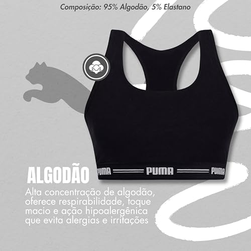 PUMA Top Nadador Basico Cotton Algodão Elástico 30MM Feminino Adulto, Preto, GG