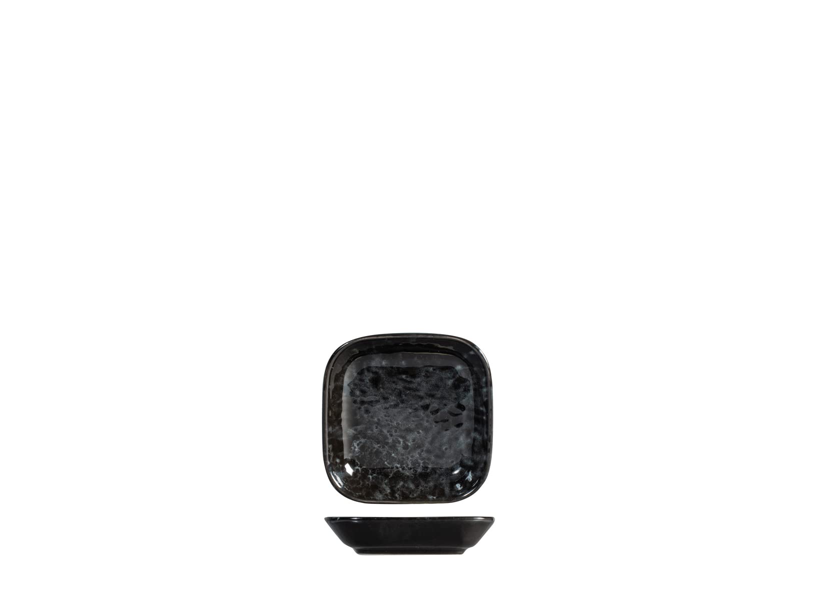 H&H Uranus Set 6 Piattini in Porcellana, 10cm, Quadrati, Design Moderno, Elegante, per servire le pietanze, Nero
