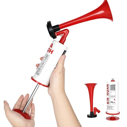 Rzspher Buzina de ar comprimido Airhorn, bomba de pressão de ar manual, buzina de ar comprimido, buzina de ar, extremamente forte para andebol, futebol, estádio, buzina, buzina, festa
