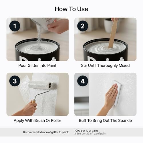 Hemway Glitter Paint Additive Crystals for Acrylic Emulsion Paint, Interior & Exterior Walls, Wood, Varnish, Matt, Gloss, Furniture 100g / 3.5oz - Microfine (1/256" 0.004" 0.1mm) - Black