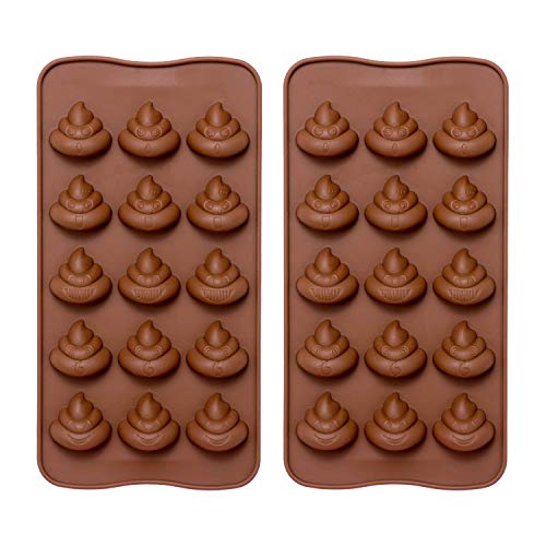 2-Pack Poop Silicone Molds - Comkit Funny Poop Emotion Maker Mold Tray for Chocolate, Candy, Fondant, Gummy, Ice Cube,Jello, Pudding, Cake Decorating