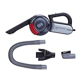 Black+Decker PV1200AV-XJ - Aspirador de Coche con Cabezal Pivotante 12 V, 350 ml, Adaptador para Mechero, Gris/ Rojo/ Transparente