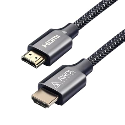 AWOL VISION HDMI 2.1 Cable 6.56ft,8K Certified, 48Gbps Ultra High Speed HDMI Cable 8K@60Hz, 4K@120Hz, 2K@144Hz, Compatible with PS5/Xbox/TV/PC/Projector