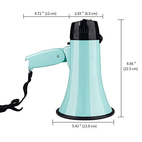 Mymealivos Portable Megaphone Bullhorn 20 Watt Power Megaphone Speaker Voice And Siren/Alarm Modes With Volume Control And Strap (Teal)… #TOP2