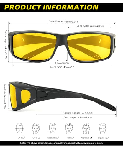 Anti-Glare Night-Driving Glasses Fit-Over-Glasses: Night Vision Glasses for Men Wrap-Around Glasses for Women4