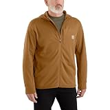 Carhartt Men's Force Relaxed Fit Full-Zip Long-Sleeve Hooded T-Shirt, Carhartt Brown, Large