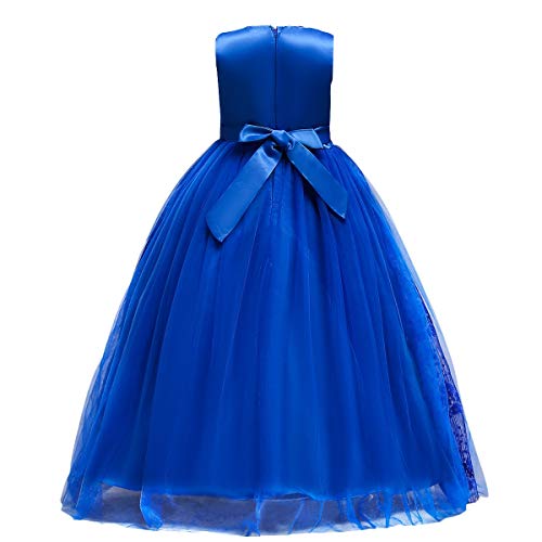 Flower Girls Floral Lace Tulle Sleeveless Dress Princess Birthday Pageant Party Bridesmaid Wedding Long Maxi Gown2