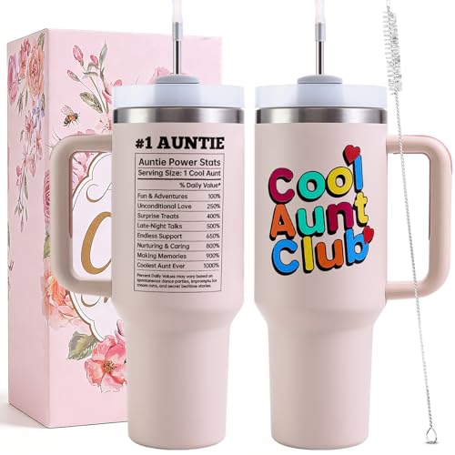 VoziSpace Cool Aunt Tumbler Birthday Gifts for Best Aunt from Niece Nephew - Best Auntie Ever...