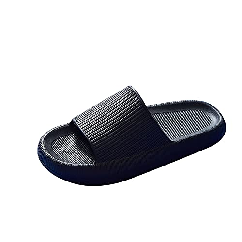 Pantoufles Femme Hommes d'été Antidérapantes Couleur Unie Sandales D'intérieur Salle De Bain Pantoufle Femmes Douche Plage Et Piscine Slide (Noir, Numeric_40) Cover