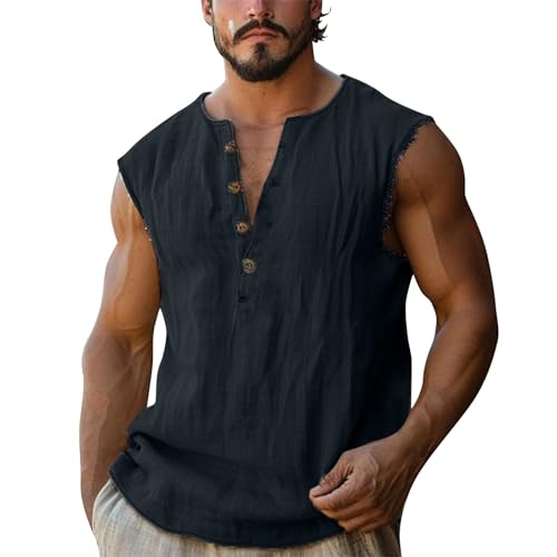 Camiseta interior con botones estilo vintage para hombre ropa cómoda de verano