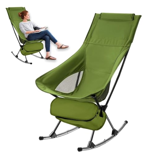 Jlobnyiun Camping Plegable Chair - Camping Adventures Chairs, Beach Resting Chairs | Long Lasting Use Hiking Moon Chairs, Folding Rocking Camping Chair for Beach Courtyard Grasslands Swimming Pools