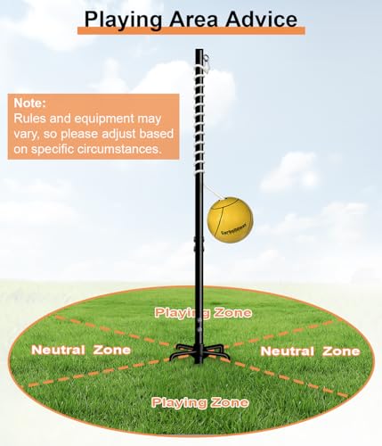 Garbuildman Tetherball Set with Rope for Outdoor Backyard, Adjustable Tether Ball Pole with Screw Reinforcement 5-Prong Base for Playground, Outside Ball Games Sports for Kids & Adults, 7.5 FT - Thumbnail 6