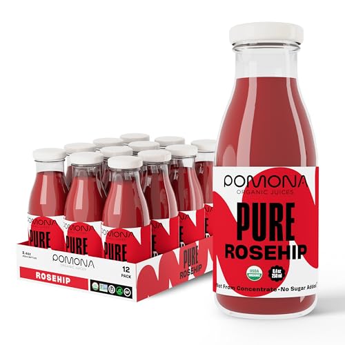 Pomona Organic Rosehip Juice, 100% Pure, No Added Sugar — 8.4 fl oz (Pack of 12)