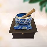 Tibetan Buddhist Small Hand Painted Singing Bowl with Cushion from India for Meditation Sound Healin