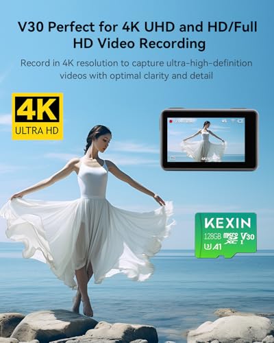 ideal für 4K-Videoaufnahmen in Action-Cams und Smartphones - Detailansicht von KEXIN 128GB Micro SDXC U3 5er Pack Test �...
