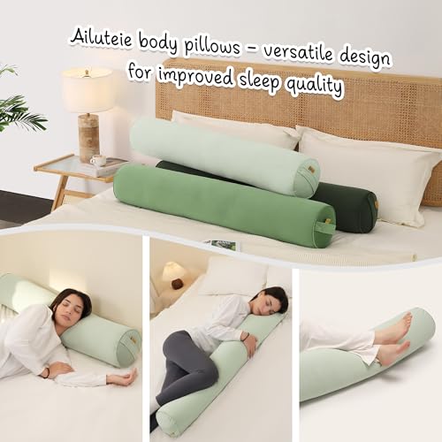 Ailuteie Body Pillow for Adults,Long Round Pillow,Big Cylindrical Pillow,Large Full Bolster Pillows for Side Sleepers (Celadon Green, 39.37"*7.87") by Ailuteie - Used condition - Image 6