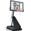 AWII SPORT Basketball Hoop Outdoor, 5.3-10FT Height Adjustable Basketball Hoop Goal System with 44Inch Impact Backboard and Portable Wheels for Adults