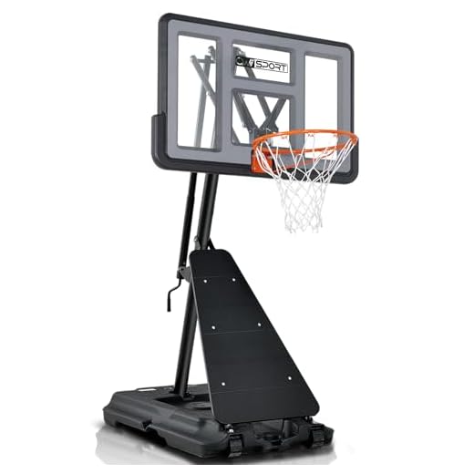 AWII SPORT Basketball Hoop Outdoor 44Inch Impact Backboard, 5.3-10FT Height Adjustable Basketball Hoop Goal System with Portable Wheels for Adults (Black, 44inch Backboard)