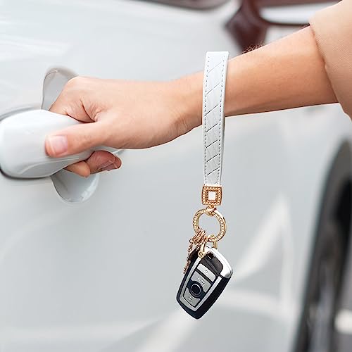 Microfiber Leather Wristlet Keychain,Wrist Keychain Car Key Chain with 5 Key Ring and Anti-Lost D Ring3