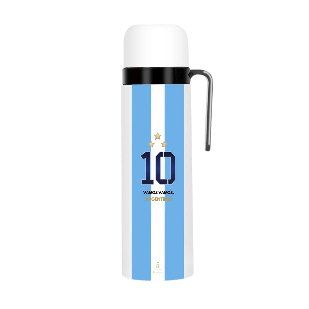 Termo Argentina Messi N°10 – Göksel ve beyaz tasarım, paslanmaz