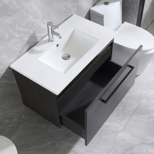 Wonline 32" Bathroom Vanity Set Wall Mounted Cabinet With Sink Combo Chrome Faucet #TOP4