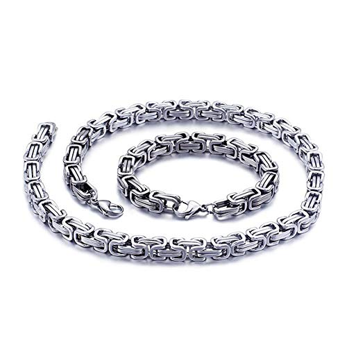 Chaîne Byzantine en acier haut de gamme, parure collier et bracelet robustes