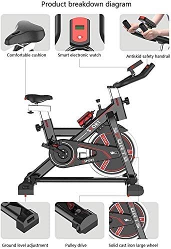 Image of Exercise Bike - Indoor Cycling Bike for Home Gym with Comfortable Seat Cushion LCD Monitor Belt Drive Flywheel Smooth Quiet