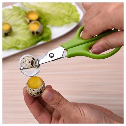 Quail Egg Scissors with Circular Shell Cutter, Green Handle, Metal Blades for Neat Egg Tops, Simple Prep for Snacks and Salads, 1 Piece
