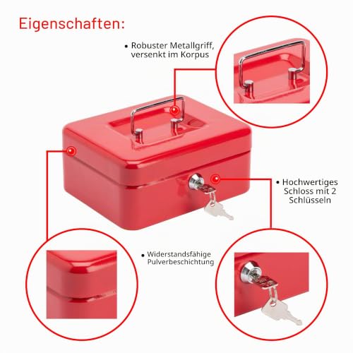 Burg Wachter CB02R Geldkassette 5020, Rot, 20,3 cm – Ansicht 2