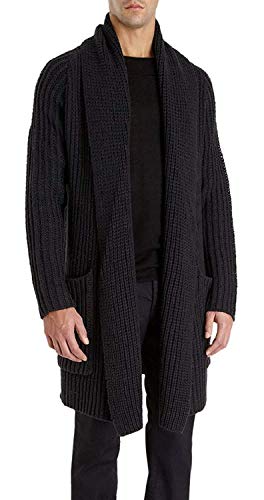 Runcati Mens Cardigan Sweater Christmas Shawl Collar Open Front Cable Knitted Long Sleeve Coats with Pockets