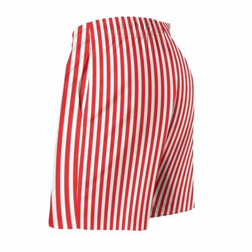 Red and White Stripes Print Mens Swim Trunks, Quick Dry Swim Shorts with Mesh Lining Swimwear Bathing Suits4