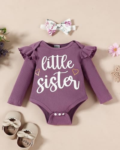 Big Sister Little Sister Matching Outfits Rib Knit Romper/Shirt Floral Pants Toddler Baby Girl Clothes4