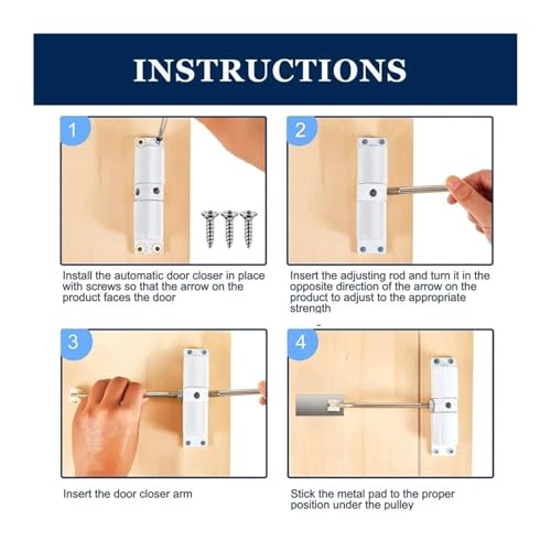 Cierrapuertas automático blanco de doble resorte para puertas batientes 7