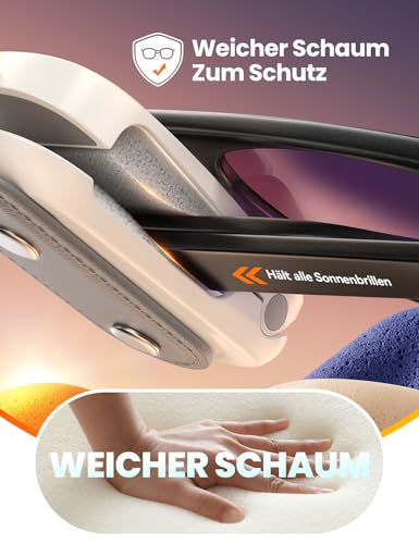 JOYROOM 2026 Brillenhalter für Auto Sonnenblende - Geschenke für Männer Frauen, Magnetischer Leder Sonnenbrillenhalter Auto, Universal Auto Visier Zubehör Kompatibel mit Allen Brillen (Grau)