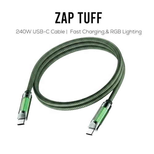 Image of J&W Fast Charging Accessories Series | USB-C to USB-C Cables (Standard, Magnetic, RGB) & Magnetic Wireless Charger | Durable & High Speed Charging (Strong Cable LED (Grey))