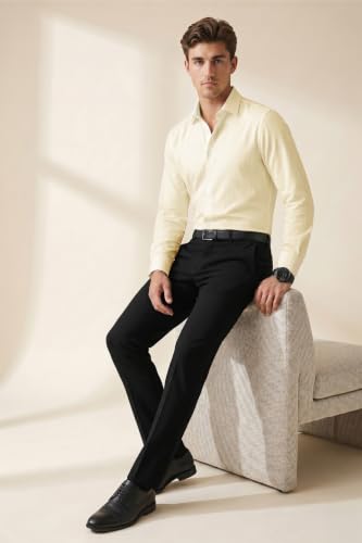 Image of Peter England Men's Premium Formal Stretchable Knit Super Slim Fit Trouser | Comfort Lycra | 360-Degree Stretch