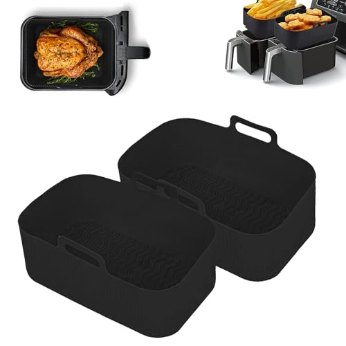 KINDLUME 2 Pièces Silicone Air Fryer, Moule pour Air Fryer, Accessoires pour Friteuse À Air, pour Air Fryer Et Micro-Ondes, pour Cuire Viandes, Légumes, Gâteaux, Comme Plaque Antiadhésive