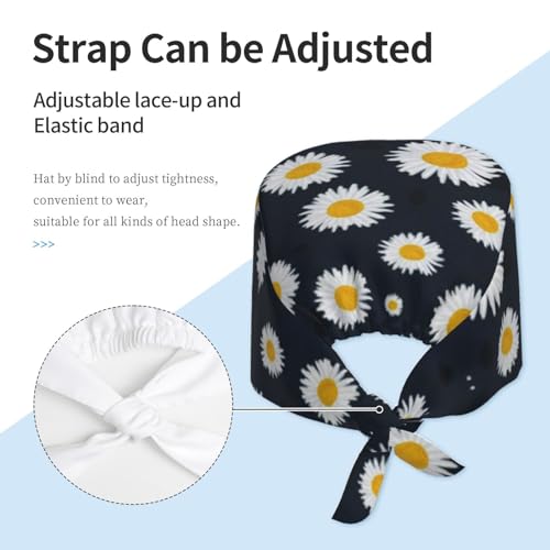 Image of Cute Pug Dog Print Working Cap Scrub Cap with Sweatband,Adjustable Fashion Bandage Tie Back Hat Headwear for Women Men