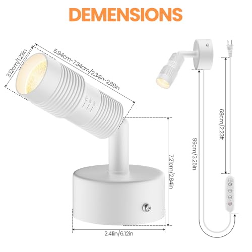 Image of Zoomable LED Spot Lights Indoor Uplighting with Remote & Timer, 5W Up Lights Indoor Dimmable Plant Spotlight Uplights Accent Lighting, Floor Spotlight Lamp with 5.9FT Plug Cord - White 1 Pack
