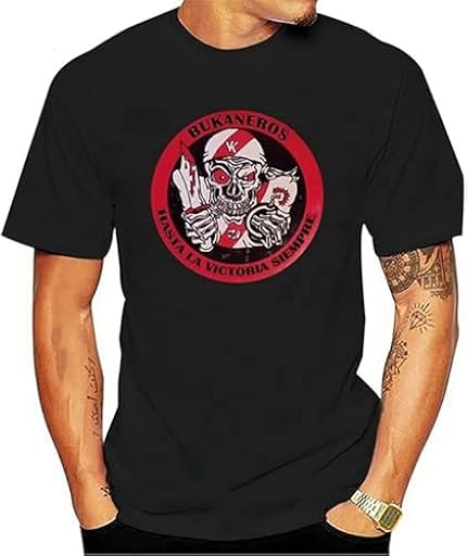 Camiseta para hombre de Rayo Vallecano Bukaneros con estampado. De algodón, Negro , M | Ya disponible en tu tienda friki favorita! En mundofriki.es!