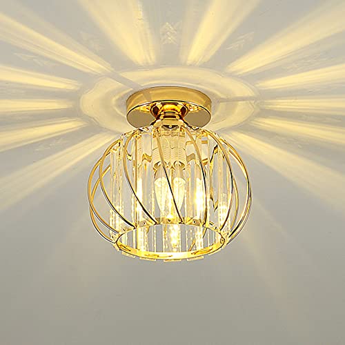 Mengjay Plafonnier moderne en cristal, E27 Lampe de Plafond à LED, mini lampadaire en cristal pour cuisine salle de camping entrée couloir chambre à coucher (A) Cover